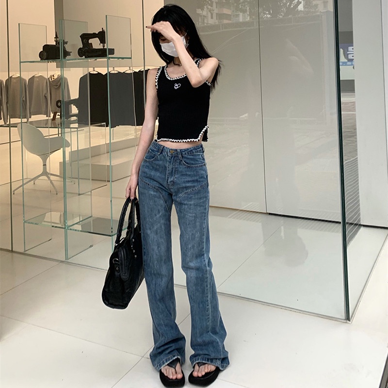 Quần Jean Nữ Lưng Cao Ống Đứng Hợp Thời Trang