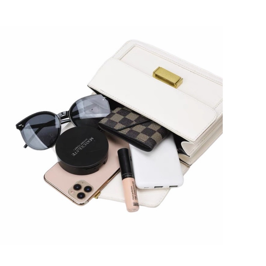 Túi xách nữ, túi xách nữ đẹp , túi đeo chéo nữ đi chơi quai xách da sần khoá vàng - TXN012