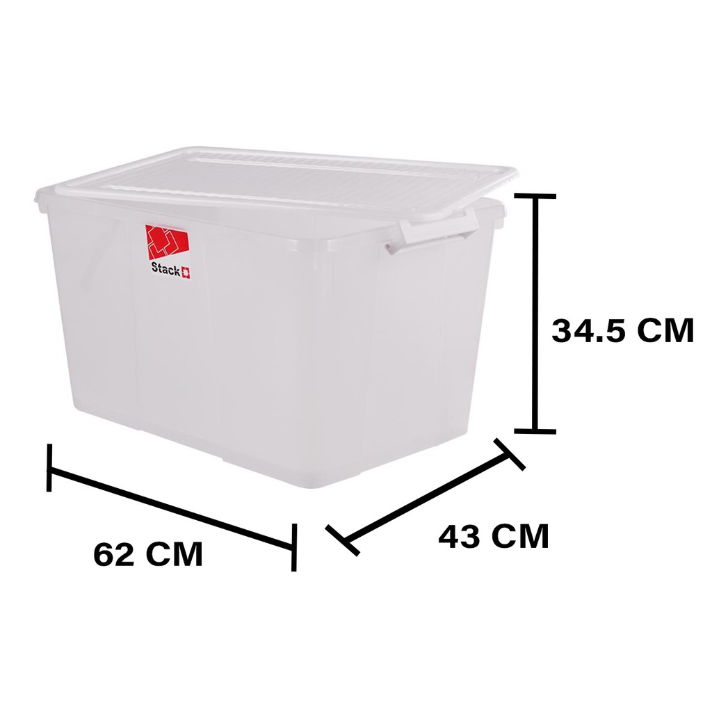 HomeBase STACKO thùng nhựa đựng đồ có nắp có bánh xe Thái Lan 66L W62xD43xH34.5Cm Trắng