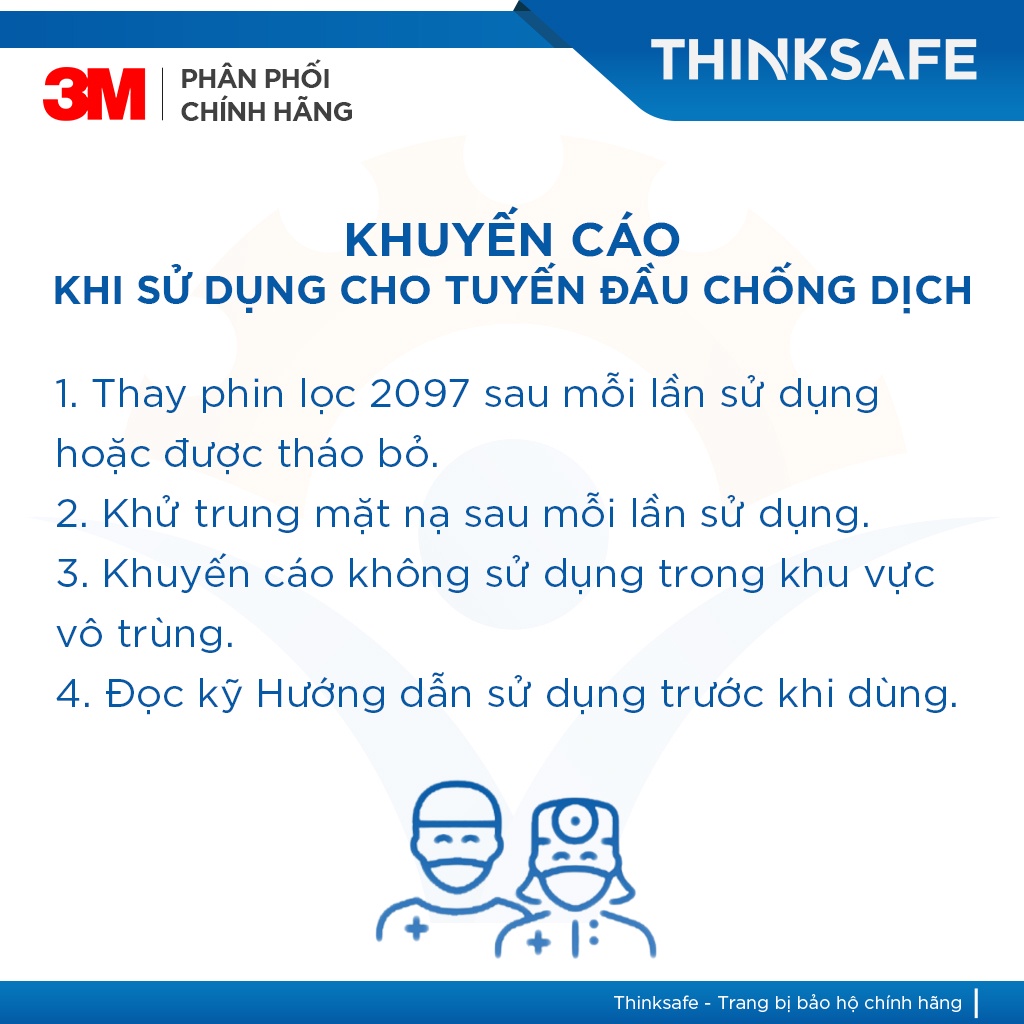 Mặt nạ phòng độc 3M 6200/2097 chuyên phòng dịch, chống giọt bắn, lọc bụi mịn pm2.5, khói hàn, xịt sơn - THINKSAFE