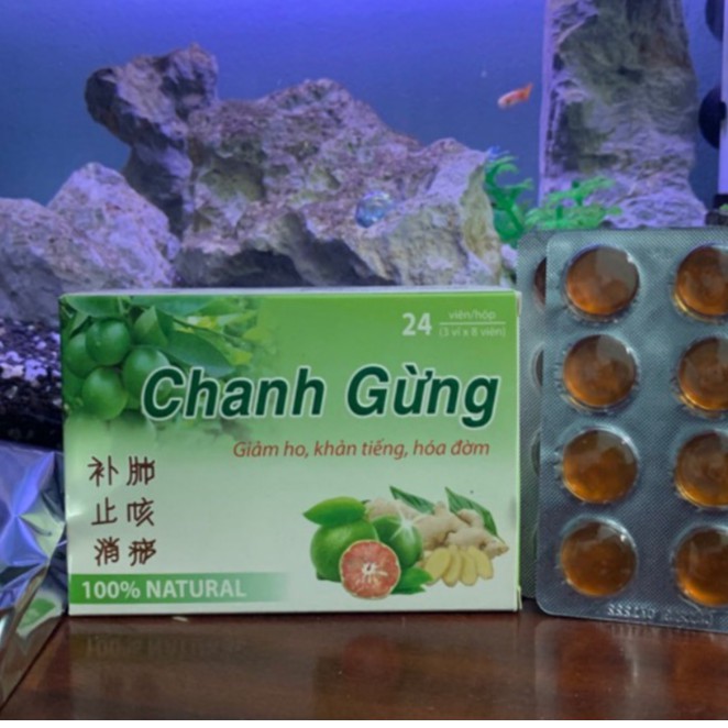 Kẹo ngậm CHANH GỪNG giảm ho, khan tiếng, ho có đờm - HỘP 24 viên