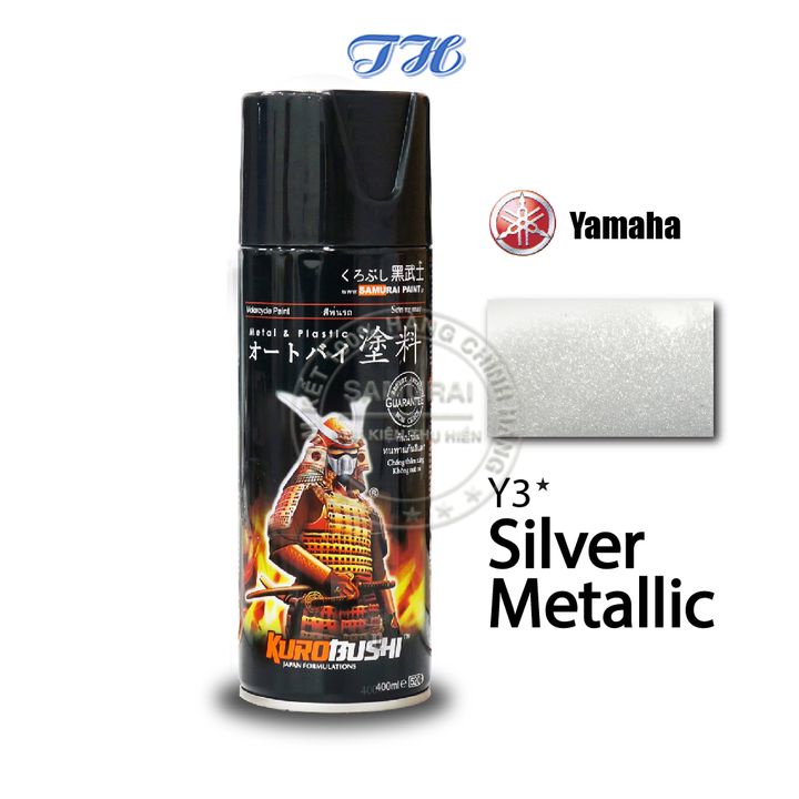 Combo 4 chai sơn samurai  Y3* Màu bạc kim loại gồm: uch210 - 3/124 - y3 - k1k - giấy nhám p800