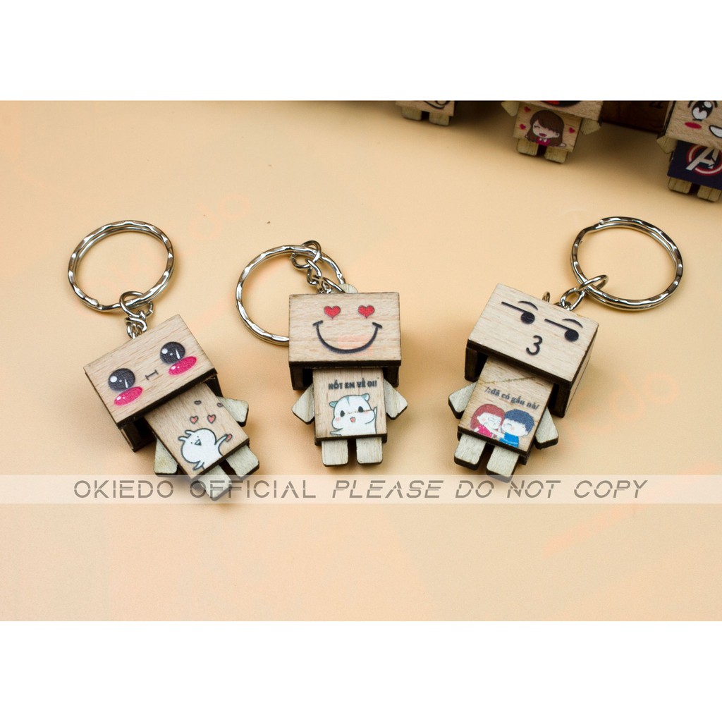 Móc khóa gỗ Robot Danbo siêu cute đáng yêu nhất quả đất - Chuẩn Okiedo