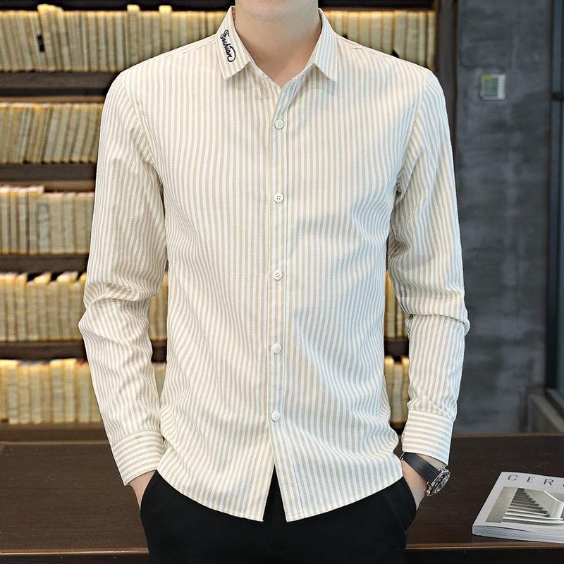 Áo sơ mi nam dài tay phần mỏng mùa phong cách hàn quốc sành điệu kẻ sọc đẹp trai hàng đầu quần mới