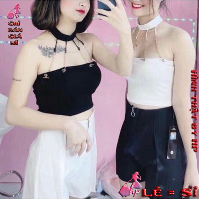 áo ống croptop phối 4 dây xích thun co giãn mẫu mới thời trang 2020 - Giá Sỉ-A37