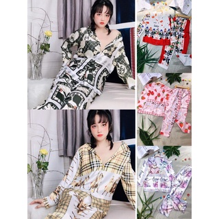 Đồ bộ ngủ - Bộ mặc nhà Pijama lụa satin tay dài quần dài cao cấp