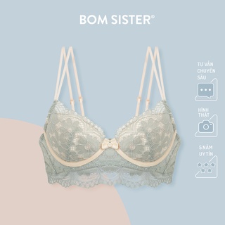 Áo lót mút vừa ren hoa có gọng mút tháo được nâng ngực tự nhiên BOM SISTER A2369