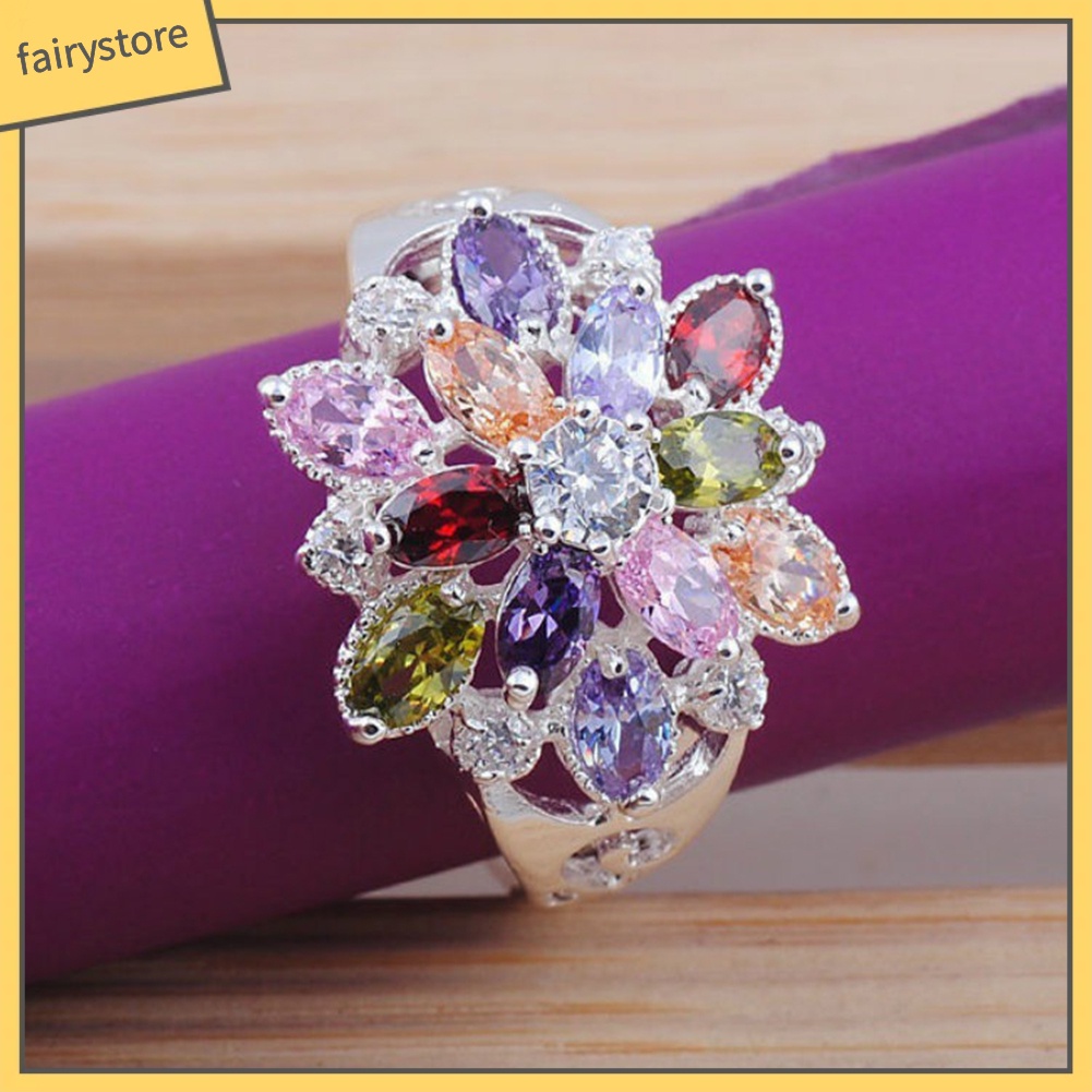 Nhẫn Đính Hôn Đính Đá Nhân Tạo Nhiều Màu Dành Cho Nữ