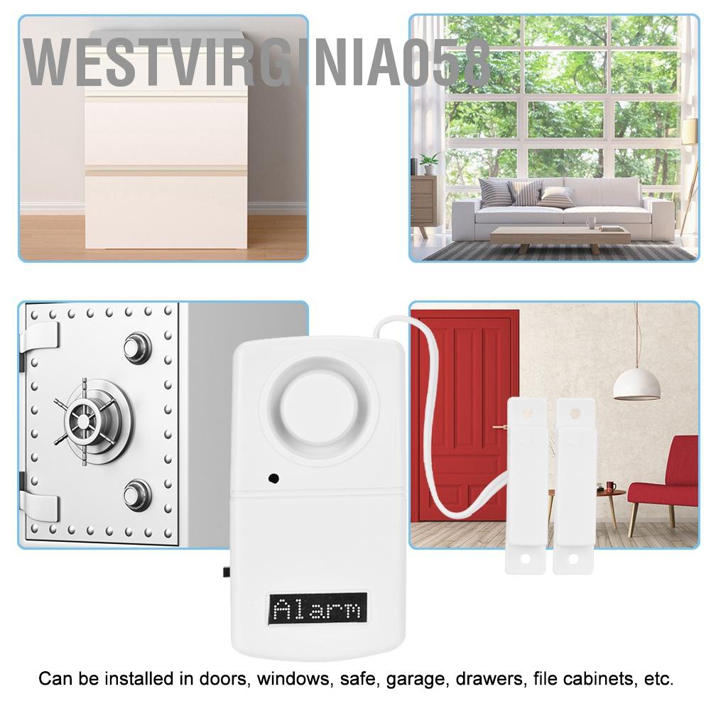 Westvirginia058 120dB Không dây Trang chủ Cửa sổ Cảm biến Từ tính Hệ thống Báo động Chống trộm An ninh bao gồm Pin