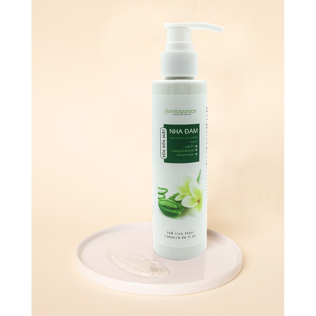 Sữa Rửa Mặt Milaganics Aloe Vera Facial Cleanser Nha Đam Cấp Ẩm Dưỡng Da Sáng Mịn 135ml