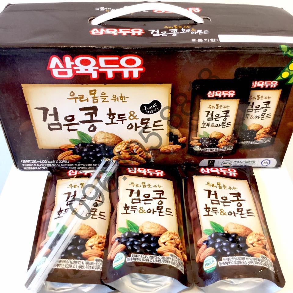 [DUY NHẤT HÔM NAY] [SALE LỚN] Sữa Óc Chó Đậu Đen Hạnh Nhân Sahmyook Foods Hàn Quốc, Hộp 20 gói *195ml
