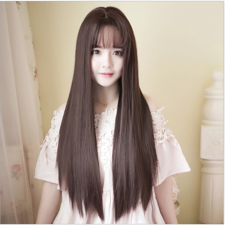 💗TẶNG LƯỚI💗Tóc giả nữ nguyên đầu thẳng cao cấp có da đầu - TG87