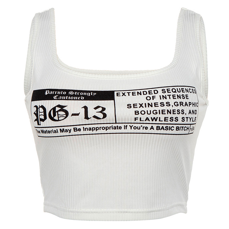 Ins Hot Women Strap Letter Print Scoop Neck Camisole Sleeveless Daily Tank Top | BigBuy360 - bigbuy360.vn