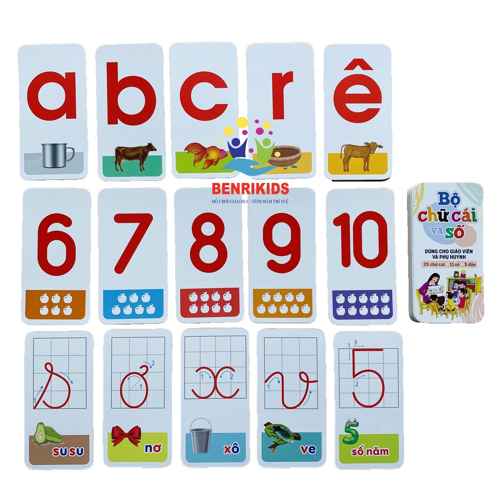 Đồ Chơi Giáo Dục Montessori Bảng Gỗ Nam Châm 2 Mặt Benrikids Tặng 42 Thẻ Học Flash Card Chữ Cái Và Số Đếm Cho Bé