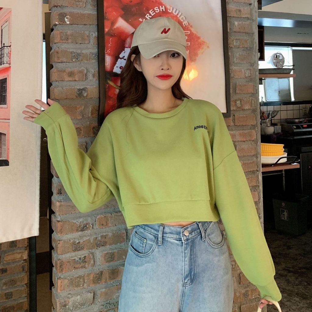 ❤️❤️Áo Sweater croptop tay dài dáng rộng thiết kế trẻ trung nữ | BigBuy360 - bigbuy360.vn