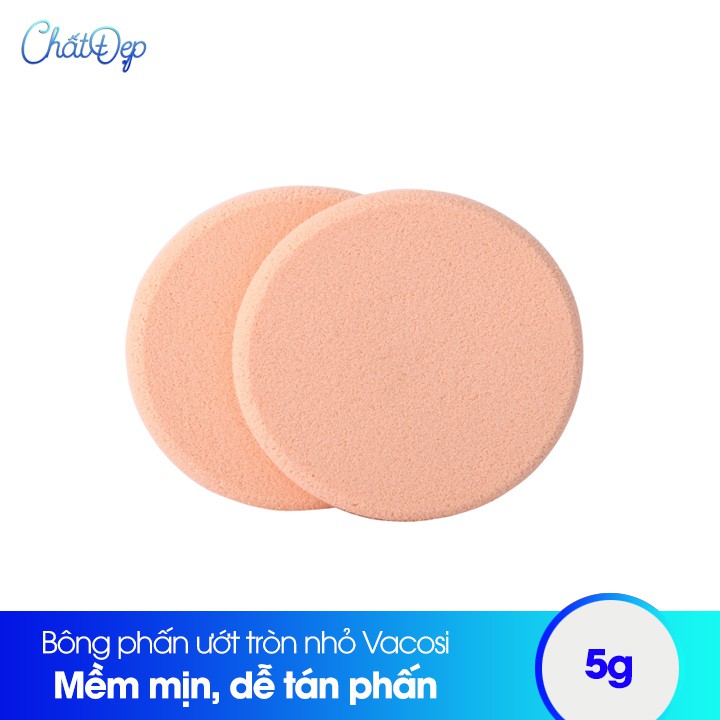 Bộ 2 bông phấn ướt tròn nhỏ Vacosi BP03