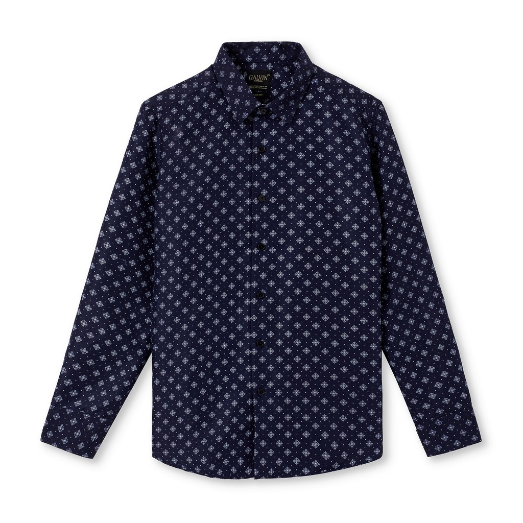 Áo sơ mi nam Galvin họa tiết dài tay chất cotton co giãn form ôm SMGV145 - Leo Vatino