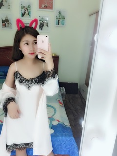 Váy ngủ lụa kèm choàng sang sexy