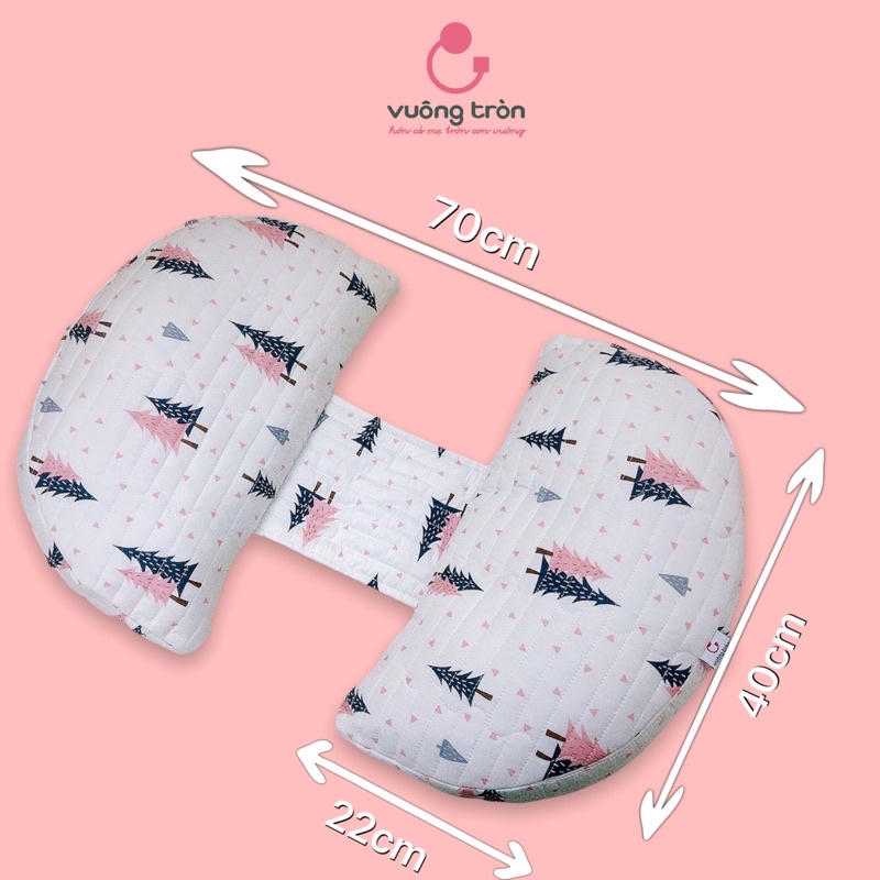 Gối bầu cánh tiên Vuông Tròn cotton Hàn Quốc chần bông nâng đỡ bụng bầu hỗ trợ giảm đau lưng cho mẹ bầu