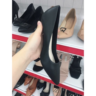 Giày gót nhọn 5cm da mờ đen nâu mũi nhọn