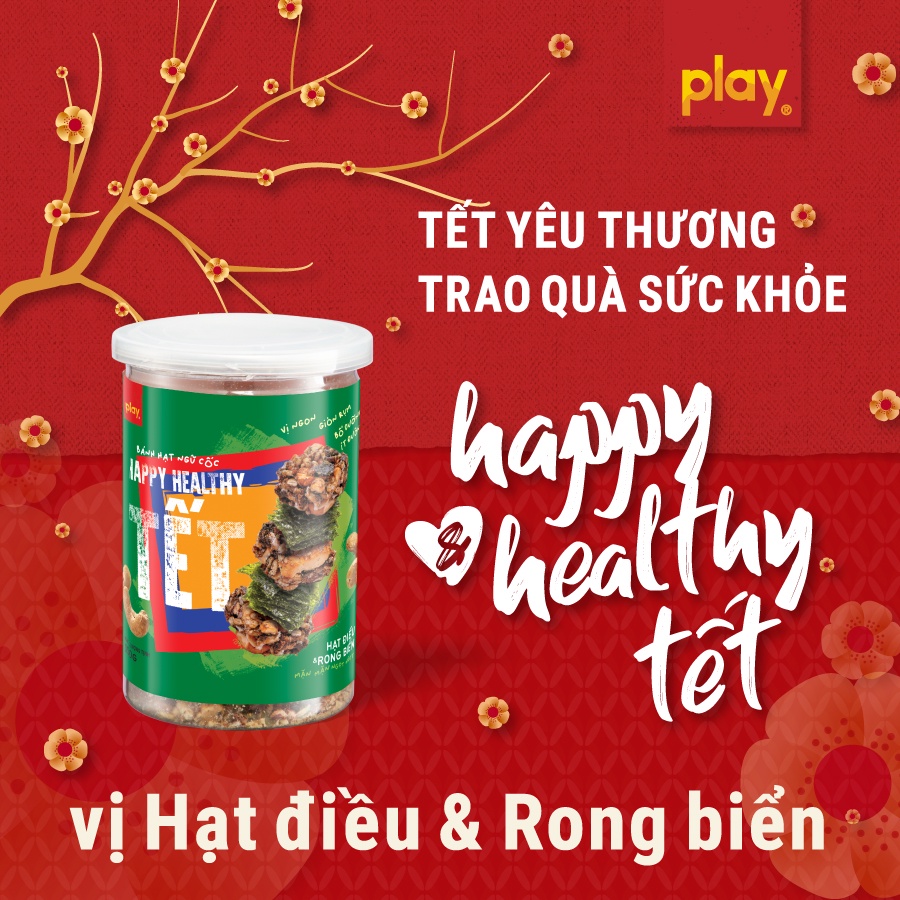 Hộp quà Tết 2022 bánh hạt ngũ cốc Happy Healthy Tết 3 vị 450 gram - Play Nutrition | BigBuy360 - bigbuy360.vn