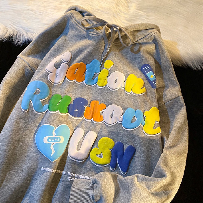 Áo Hoodie Dáng Rộng In Chữ Phong Cách vintage Hàn Quốc Thời Trang Thu Đông Cho Nữ 2021 | BigBuy360 - bigbuy360.vn