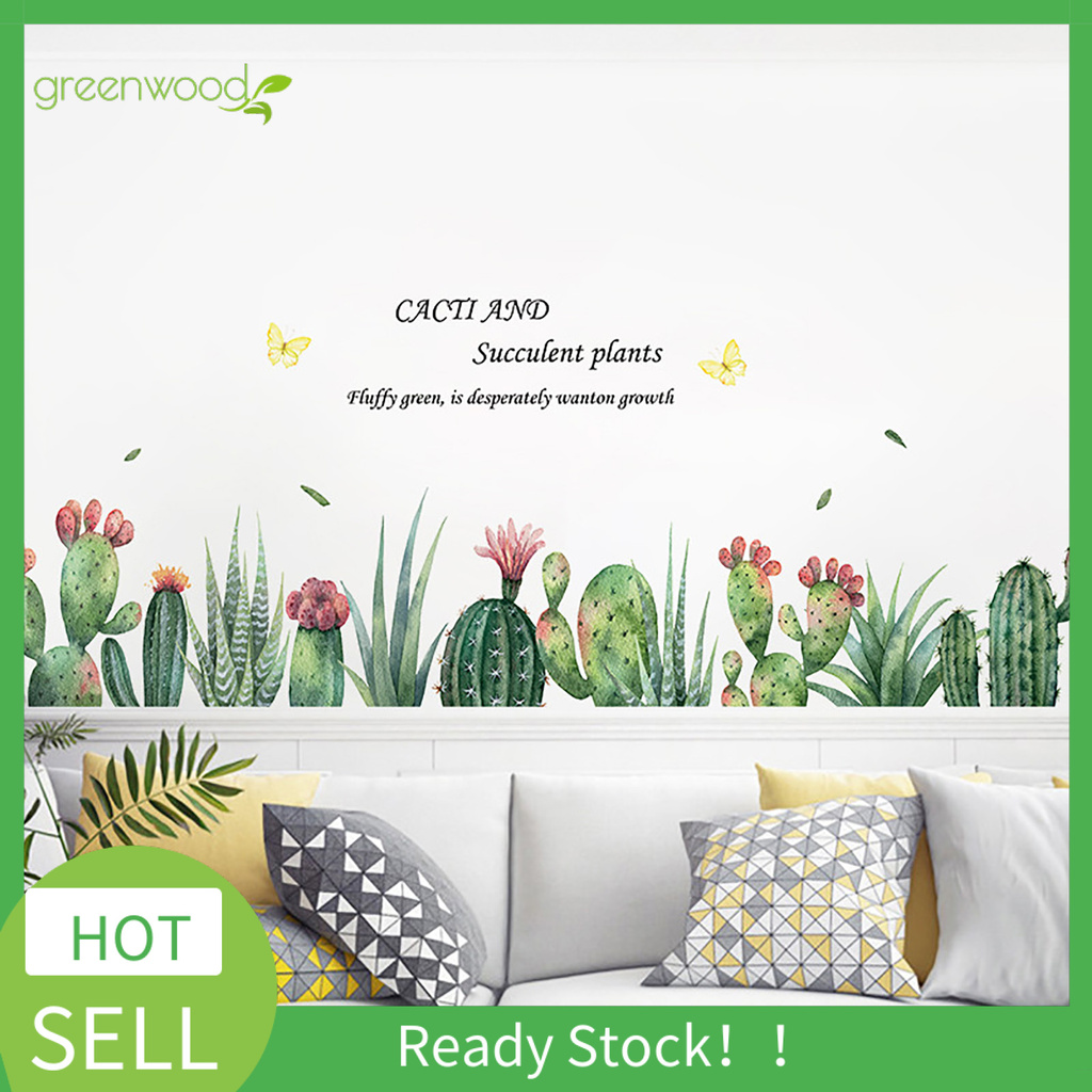 2 Sticker Dán Tường Trang Trí Hình Cây Xương Rồng