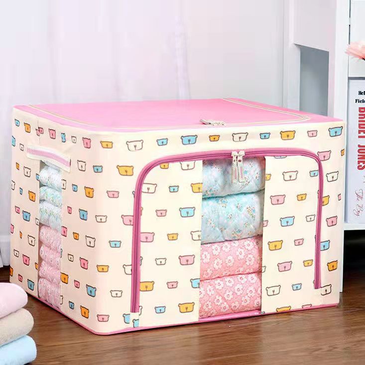 Túi Đựng Chăn Màn Quần Áo Có Khung Sắt Cao Cấp 72L Loại Lớn Đựng Nhiều Quần Áo, Chống Bụi Chống Thấm, Nhiều Màu Để Chọn