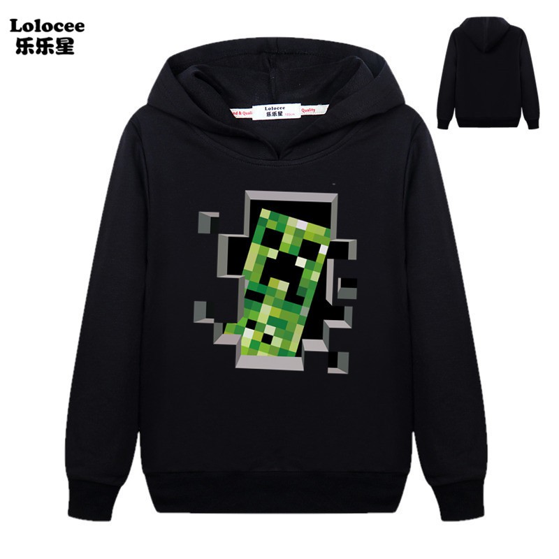 Áo Hoodie Tay Dài Họa Tiết Minecraft Cho Bé Trai