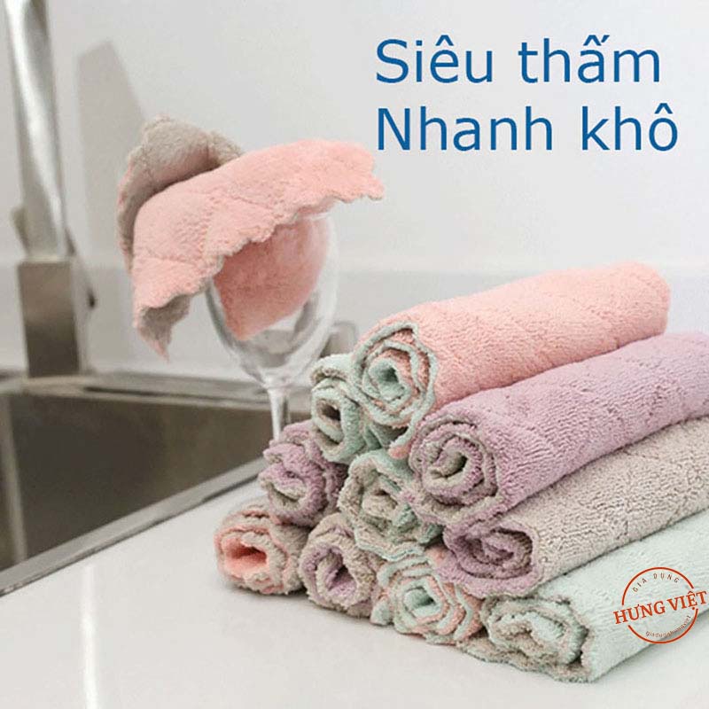 Khăn lau bếp siêu thấm, đa năng (lau bếp, bát đĩa, bàn ghế) kháng khuẩn [KHĂN 2 MẶT]