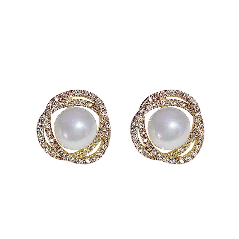 Đôi Khuyên Tai Đính Ngọc Trai Phong Cách Hàn Quốc Thời Trang Cho Nữ