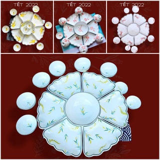 Bộ đĩa mặt trời xếp kiểu. Mâm cúng ban gia tiên Bát Tràng