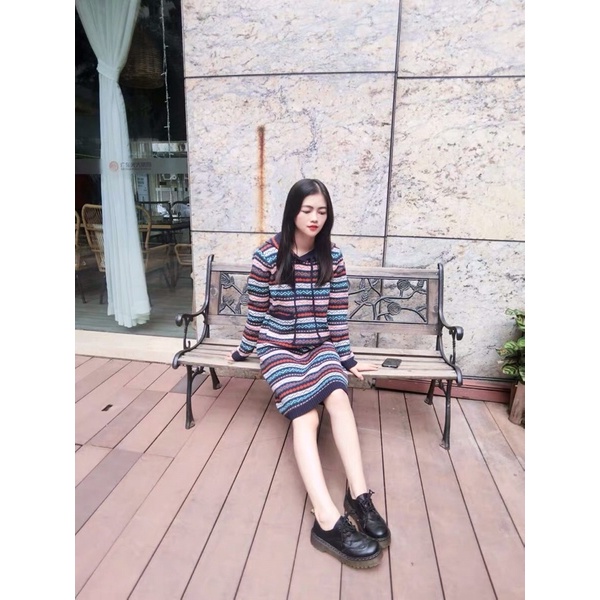 Váy len mũ có túi xinh xắn mặc đi làm đi chơi ấm áp