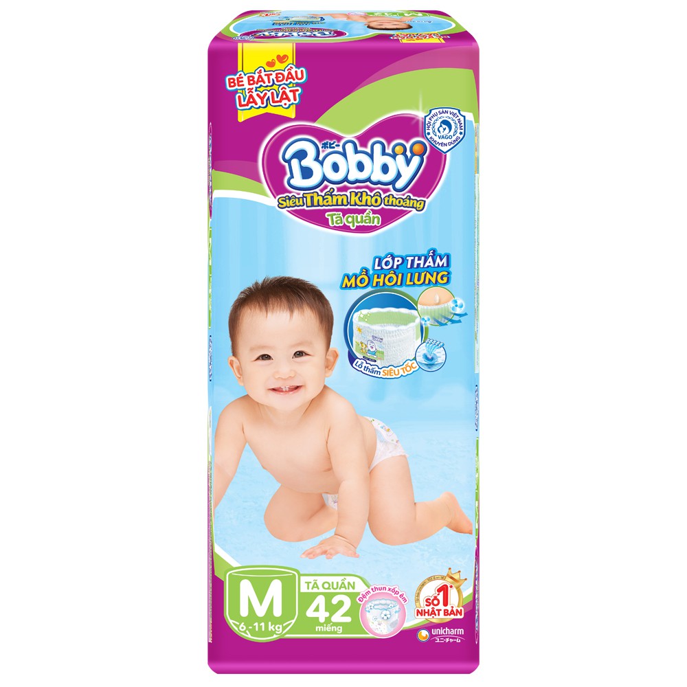 Bỉm tã quần Bobby size M 42(cho trẻ 6-11kg)