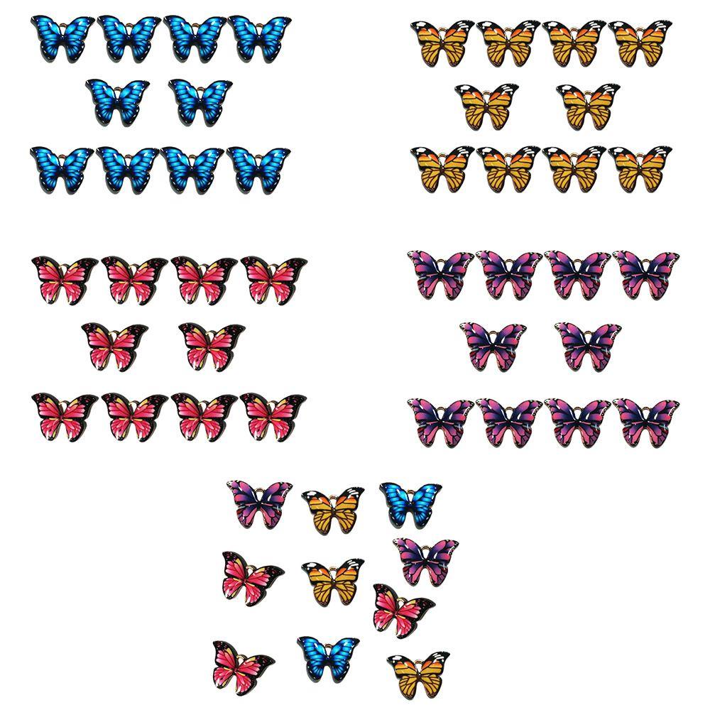 Set 10 Mặt Vòng cổ Hình Bướm Bằng Kim Loại Tráng Men Thủ Công DIY