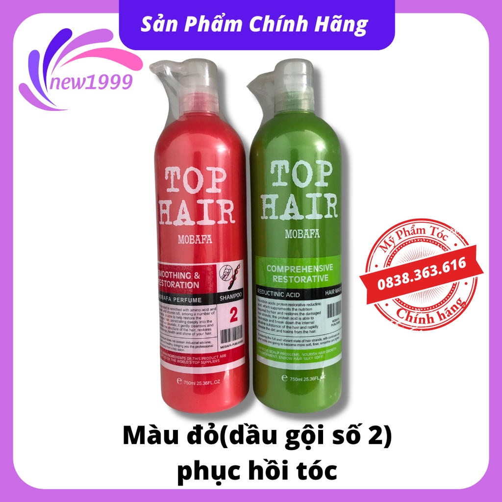 Cặp dầu gội xả collagen Top Hair Mobafa 750ml phục hồi siêu mượt