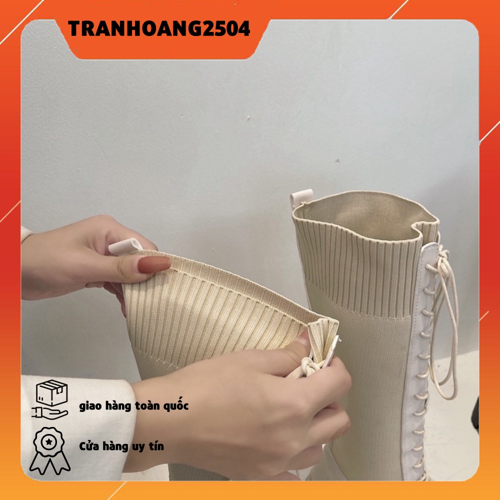 bốt da quảng châu phối len chất siêu đẹp