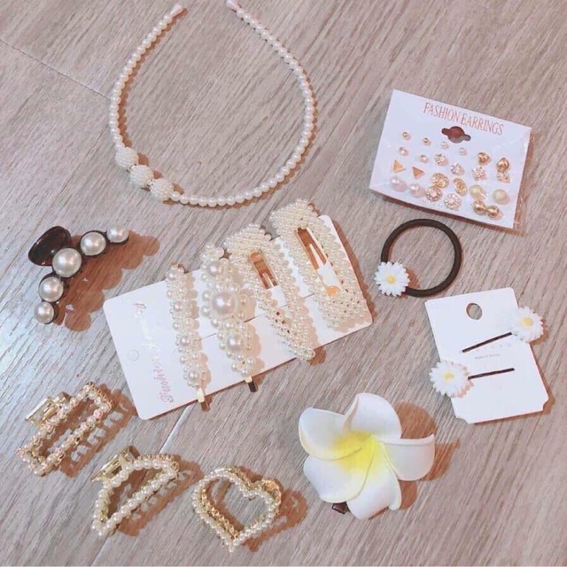 Set kẹp tóc hạt 25 chi tiết hàn quốc cho nữ
