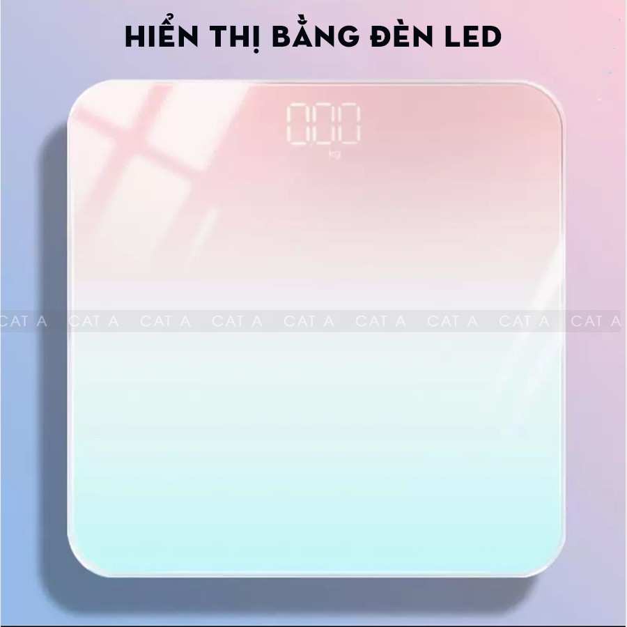 Cân Điện Tử Khỏe Điện Tử Mini Màn Hình LCD Mặt Kính Chịu Lực Tải Trọng 180kg Sạc USB nhiều màu sắc