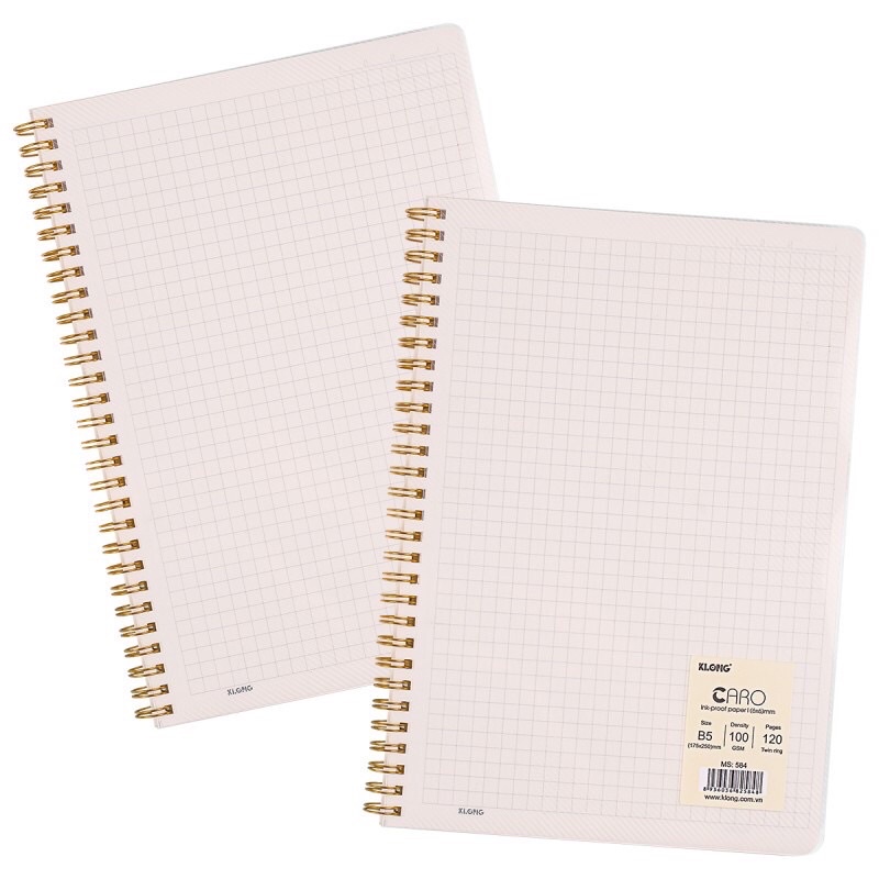 Sổ caro klong lò xo kép ô 6x6mm size B5 120 trang ms 584