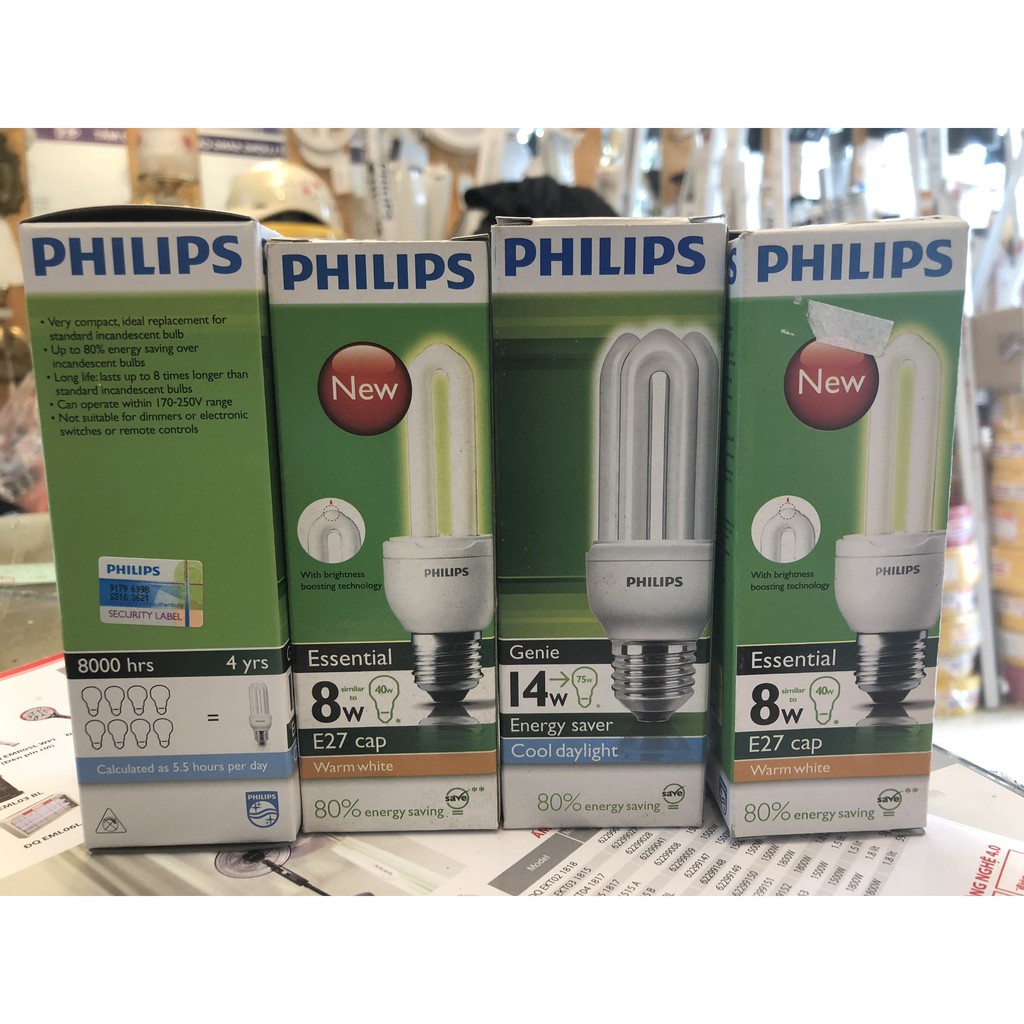 Bóng đèn compact Philips Essential 8W 2U