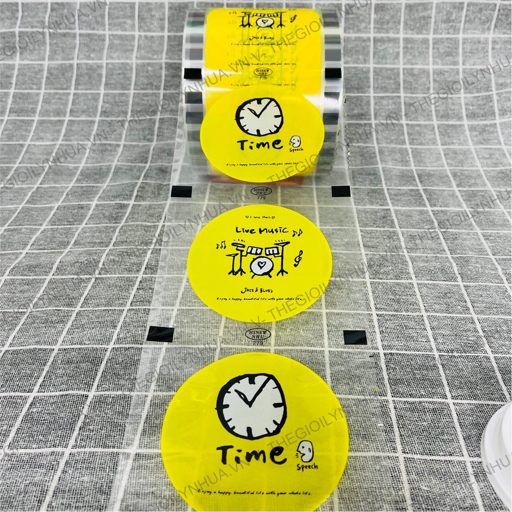 Cuộn màng dập ly trà sữa, màng ép ly nhựa, cuộn màng ép ly từ 300 đến 700ml, màng dập cốc in sẵn đủ 2400 logo mẫu 779