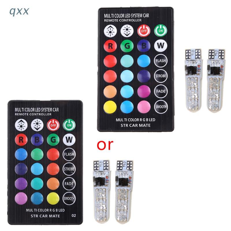 Bộ 2 Đèn Led T10 Rgb + Remote Điều Khiển Cho Xe Hơi
