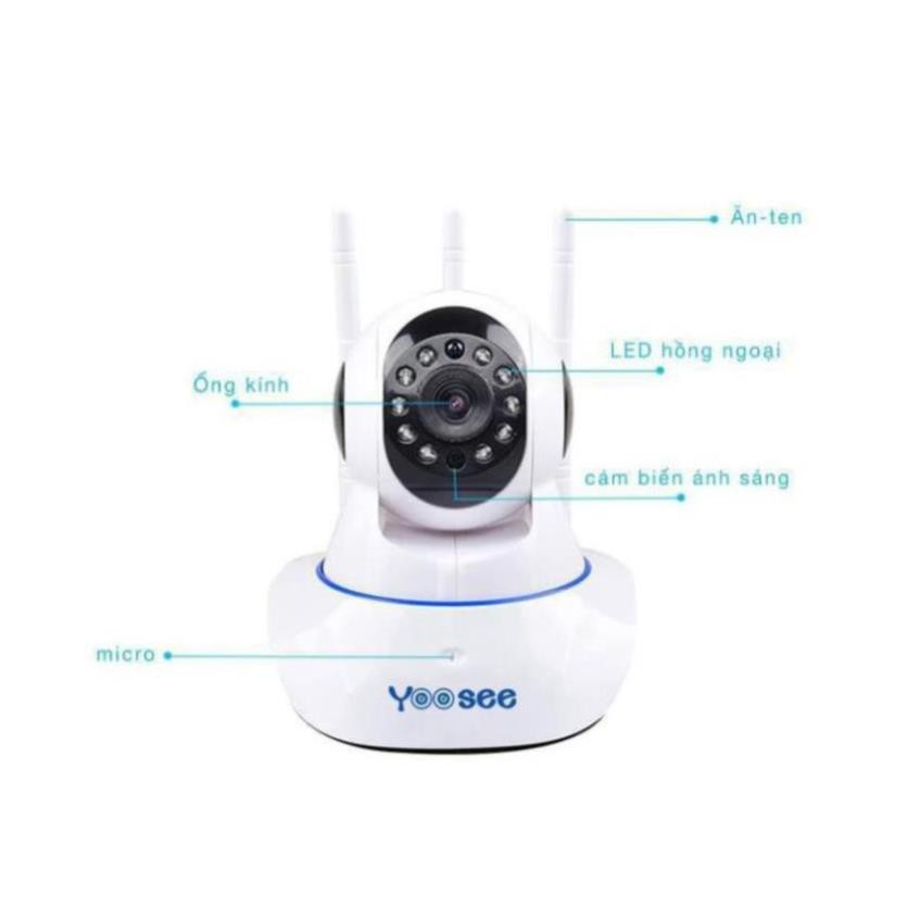 Camera IP YooSee Tiếng Việt Hỗ Trợ Thẻ Nhớ 64G, Camera Ip YooSee 3 Râu Full HD 2.0Mpx 1080p Tiếng Việt