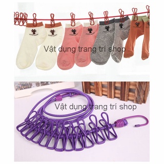 Dây phơi đồ 12 kẹp, dây phơi đa năng