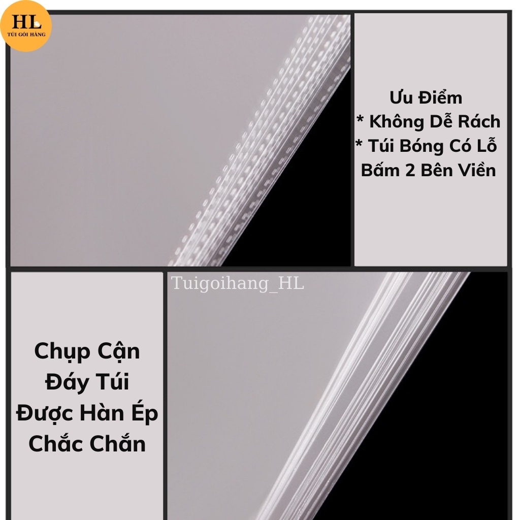 Túi bóng kiếng dán miệng sấp 100 cái - chất liệu opp cao cấp có lỗ thoáng khí size lớn TUIGOIHANGHL