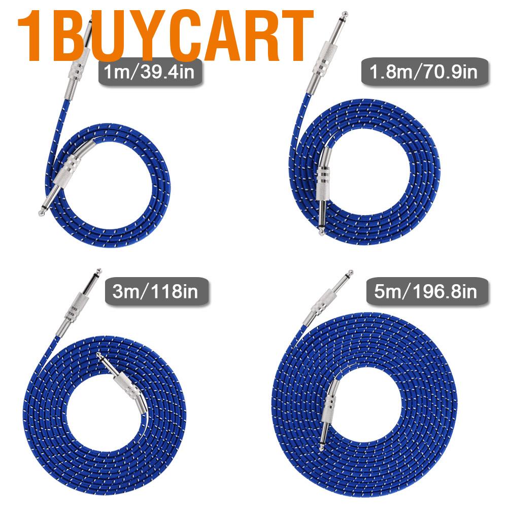 1buycart 6.35mm Straight Plug Mono Guitar Cable Male to Wire Cord for Electric Instruments Cables