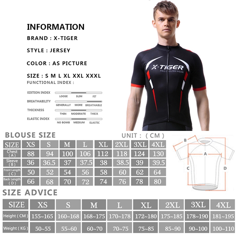 Áo jersey X-TIGER vải polyester thời trang thể thao đi xe đạp cao cấp