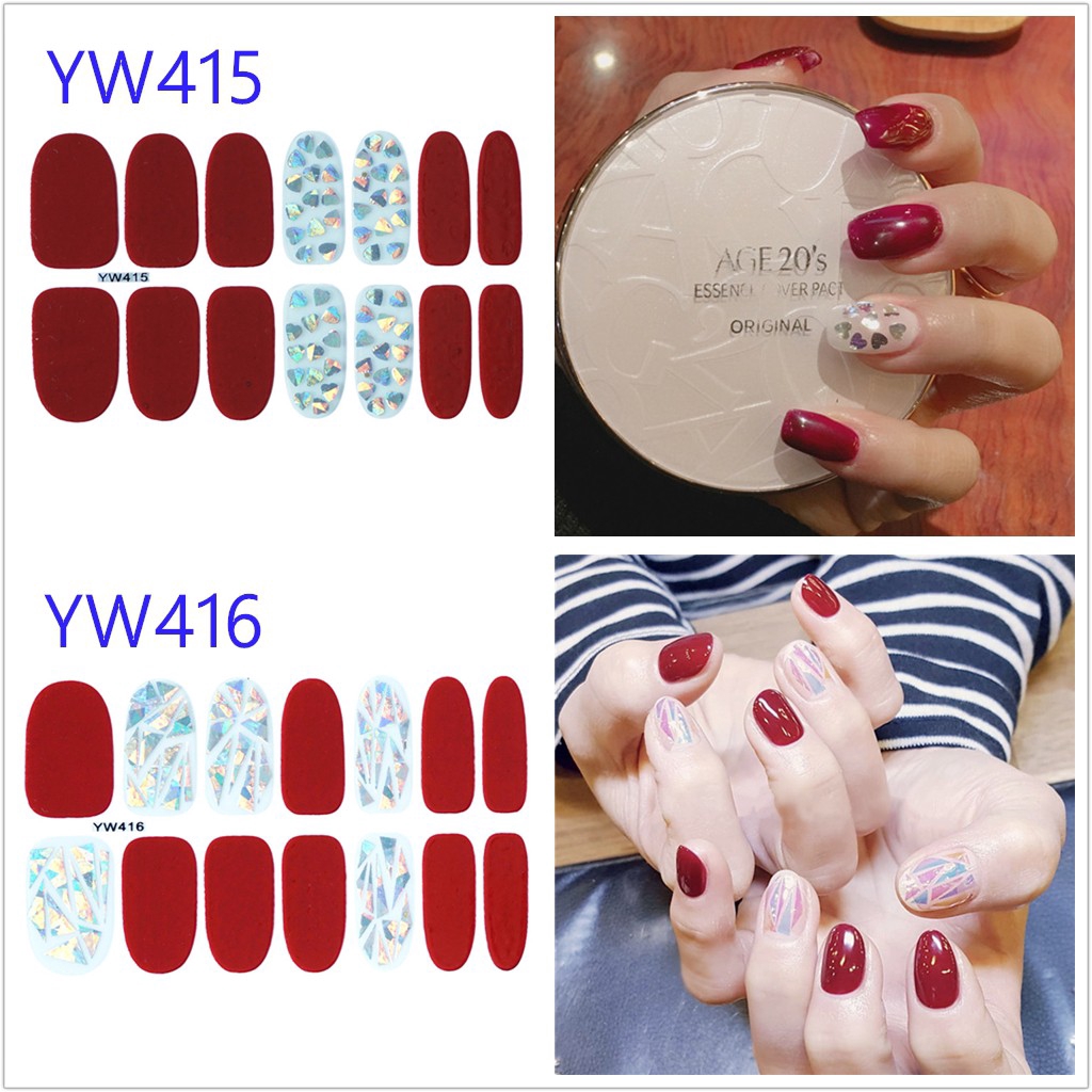 Miếng dán trang trí móng tay nghệ thuật 3D chống thấm nước YW413-428