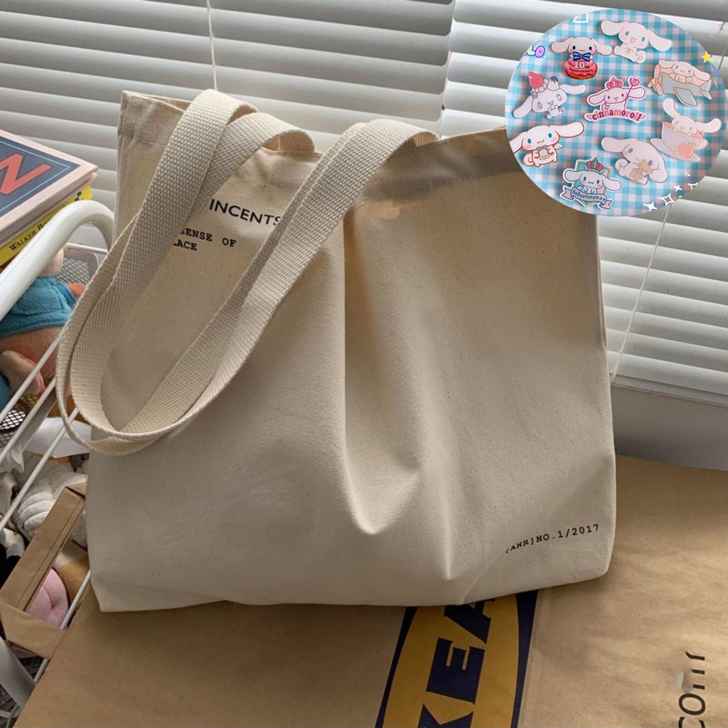 Túi xách vải canvas cỡ lớn in chữ thời trang Harajuku
